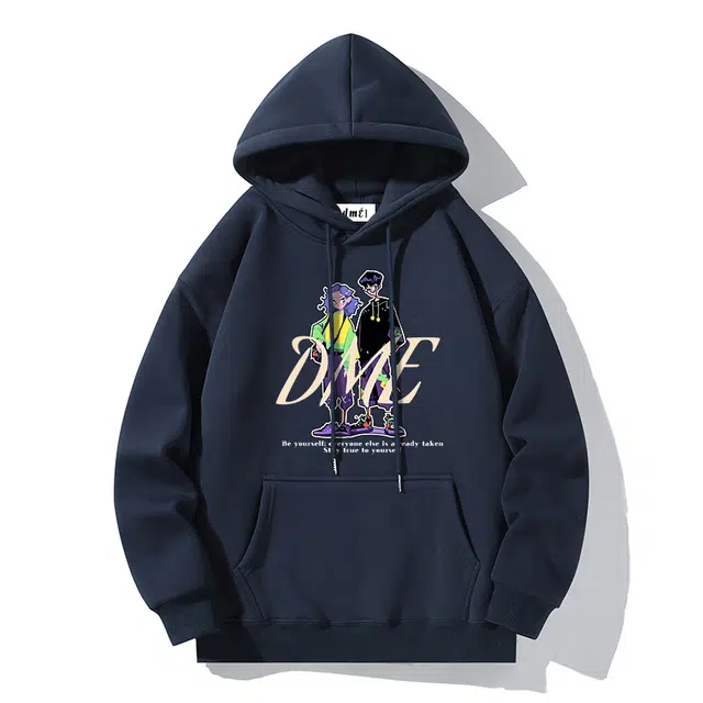 【dme】 美式高街时尚复古字母宽松百搭休闲重磅硬挺连帽长袖卫衣 男女同款