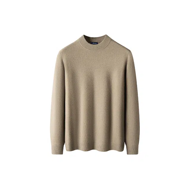 富铤 基础款纯色净版宽松百搭保暖圆领长袖套头内搭针织衫 男款