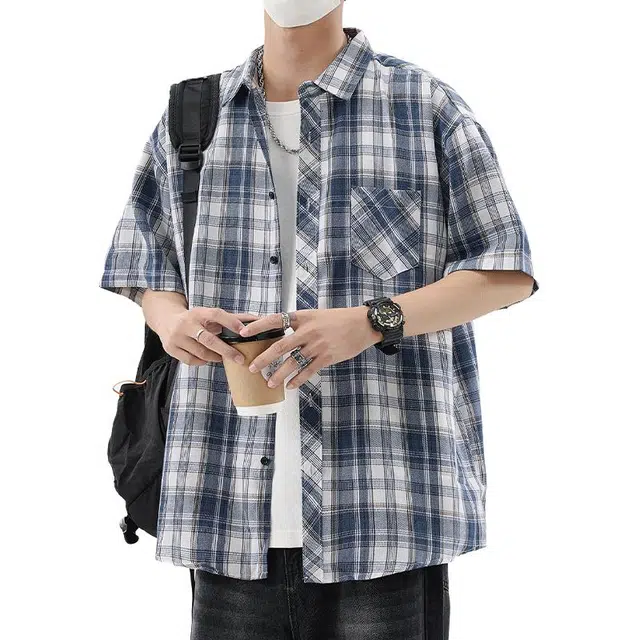 帝狼牛 潮牌休闲宽松翻领短袖衬衫 男款