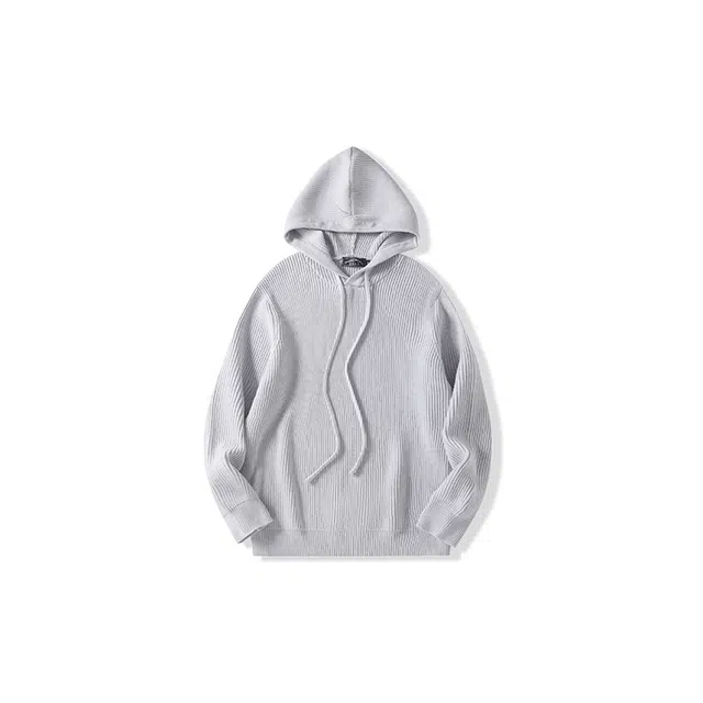 我是大卫 纯色慵懒风连帽韩版长袖针织衫 男女同款