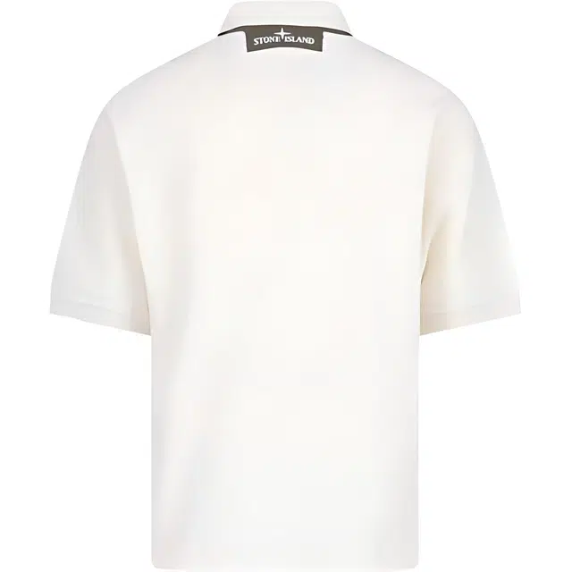 Stone Island Letter Button Polo Shirt White