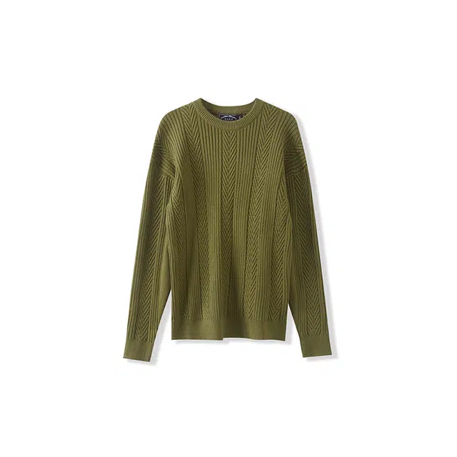 我是大卫 韩系圆领宽松休闲针织衫 男女同款 绿色