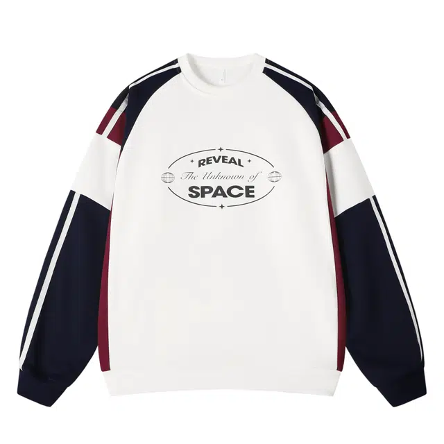 中国航天 宽松字母拼接休闲长袖卫衣 男女同款