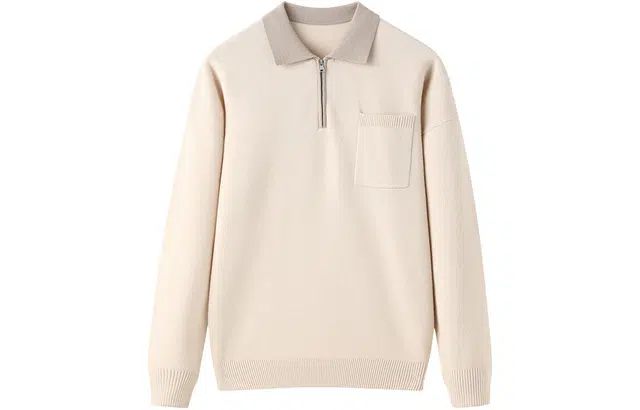 恒源祥 拼色翻领落肩套头长袖针织衫 男款