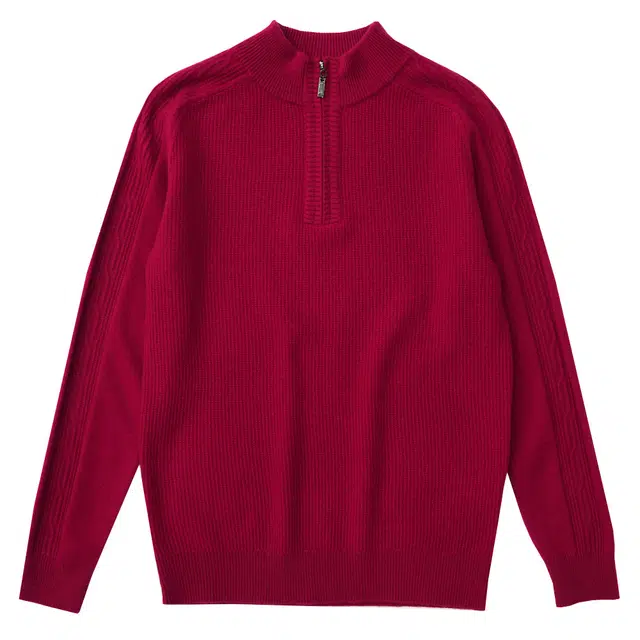 比利斯山羊 走锭纺加厚纯羊毛澳洲美丽诺圆领绞花工艺毛衣 男款