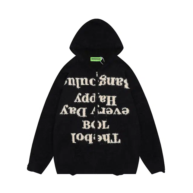 奇迹街区 美式复古潮牌字母针织衫 男女同款