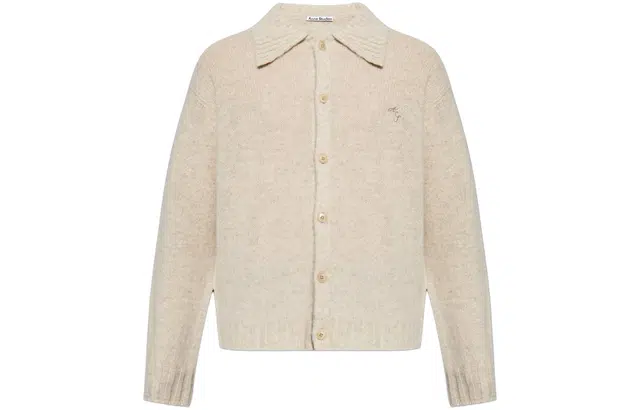 Acne Studios SS24 Long Sleeve Polo Sweater Beige