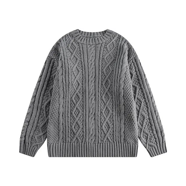 奇迹街区 国潮复古宽松圆领长袖针织衫 男女同款