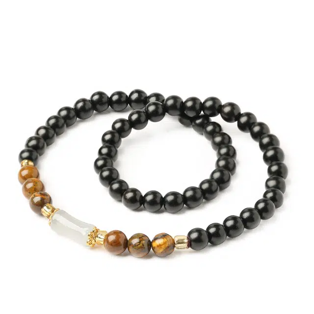 三檀小舍 国风国潮新中式 时来运转复古风考试考 研上岸转运纳福蒸蒸日上佛珠招财平安#好运 黑檀 手串 男女同款情侣款