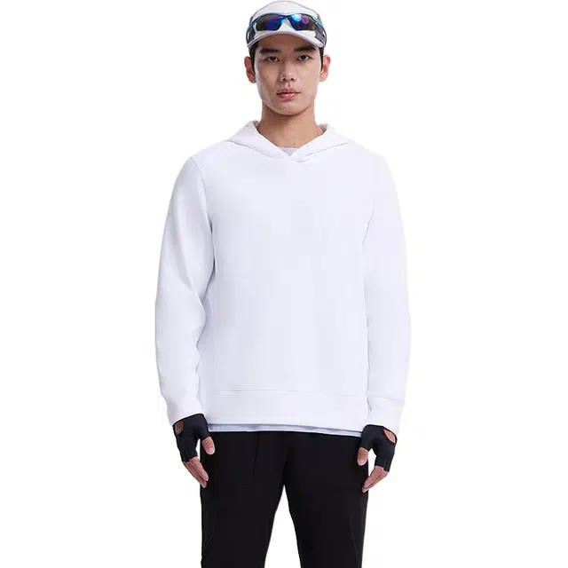 美特斯邦威 百搭简约纯色舒适华夫格连帽卫衣 男款