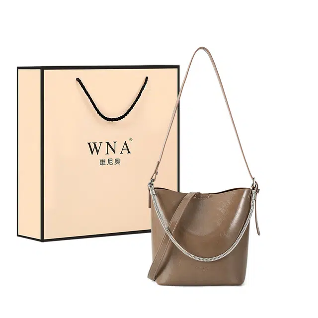 维尼奥 品牌通勤时尚百搭休闲气质女士新娘结婚包高颜值潮流大学生上课水桶包简约复古链条托特包 合成革 单肩斜挎包 常规 女款 多色