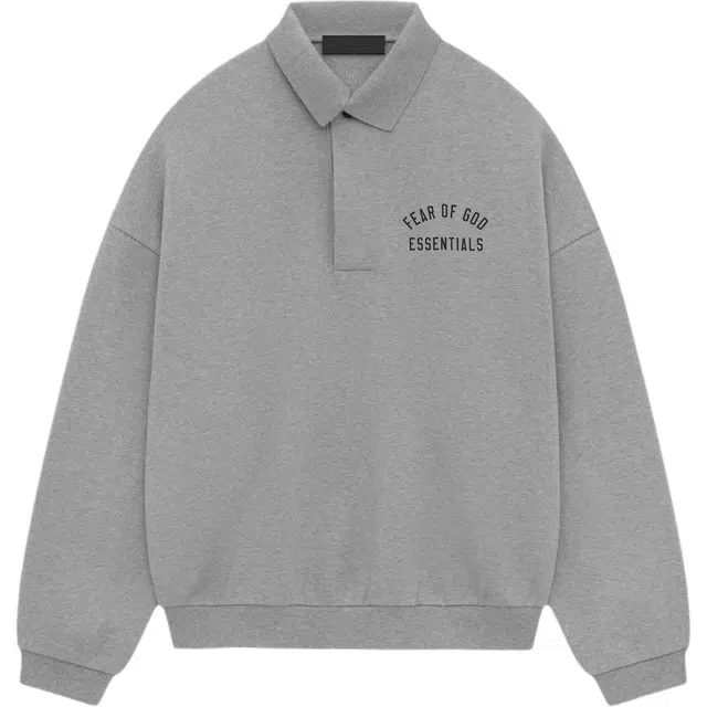 Fear of God Essentials Fall24 Fleece Polo Oatmeal Dark Heather
