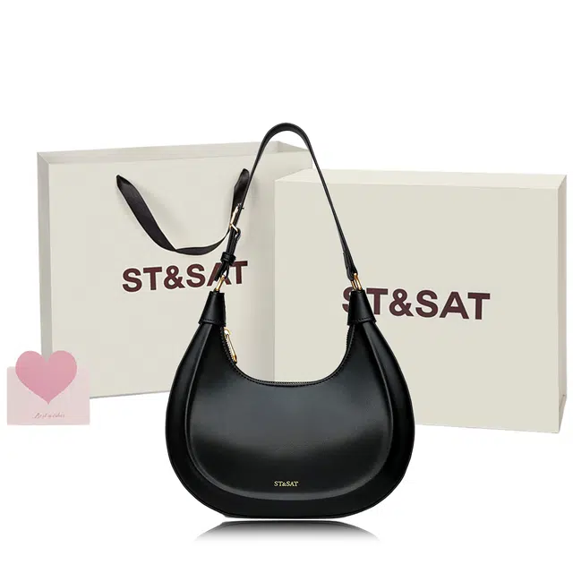 星期六 小众设计包包女百搭腋下包品牌高级感半月包时尚简约通勤包 真皮 单肩包手提包手拎包月牙包 中号 女款 多色