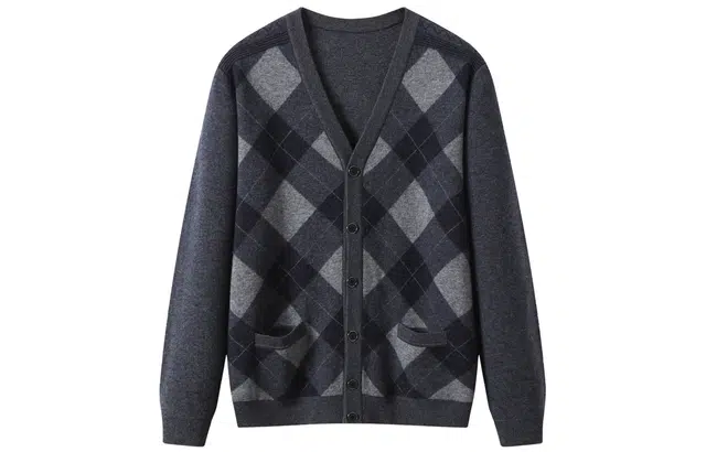 Hengyuanxiang Siping Jacquard Wool Cardigan