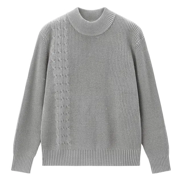 佐丹奴 纯色扭花半高领套头针织衫 男