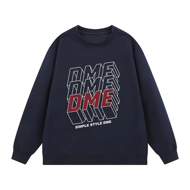 【dme】 美式潮牌痞帅长袖慵懒宽松百搭打底圆领卫衣 男女同款
