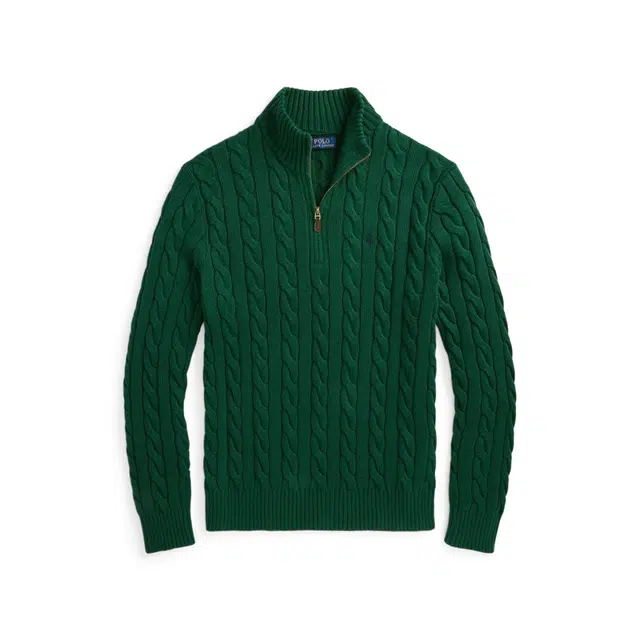 Polo Ralph Lauren FW24 Cable Knit Mock Neck Sweater Pine