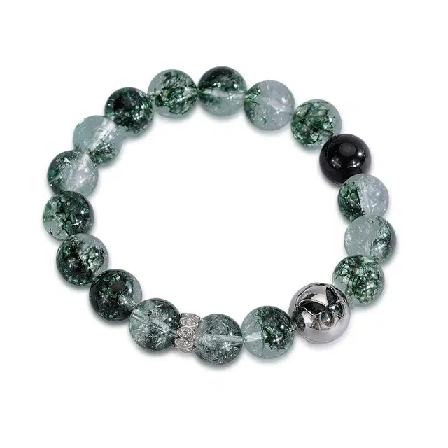 【元气满满 学业顺利】 喜宝春花 八方来财招财纳福幸福美满  多色发晶 小众复古国风民族风古风#好运 天然 绿幽灵 手串 男女同款情侣款