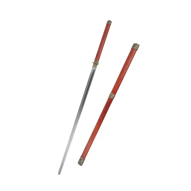 天字号 双手太极剑 龙泉宝剑不锈钢刃红花梨木鞘黄铜装武术收藏未开刃 成品模型
