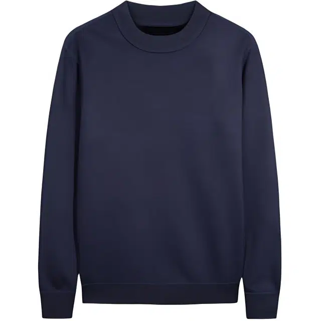 才子 纯色圆领加绒加厚修身微弹长袖针织衫 男款