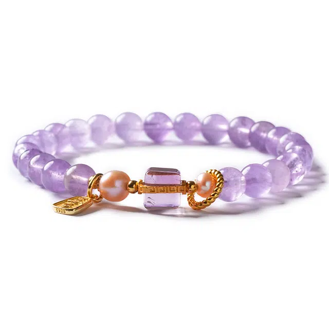 【匠心手作 珍爱自己】 灵菲 招财转运小众方糖幸运转运珠 新中式原创设计智慧之石显白百搭#好运天然 紫水晶 手链 女款