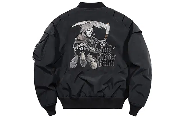 VIP Reaper Series Embroidered Utility Flight Jacket Black