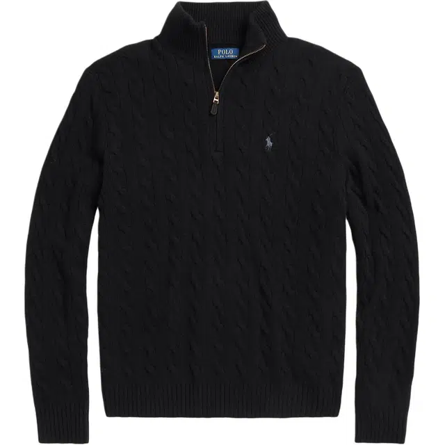 Polo Ralph Lauren Half-Zip Cable Knit Sweater Black