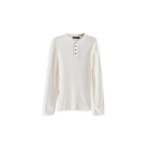 我是大卫 美式圆领纯色修身打底针织衫 男女同款