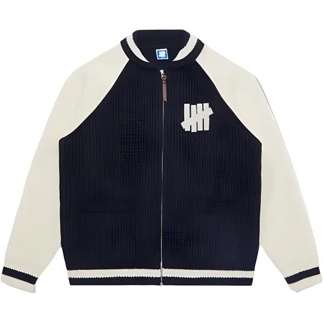 UNDEFEATED FW24 Striped Logo Baseball Collar Knit