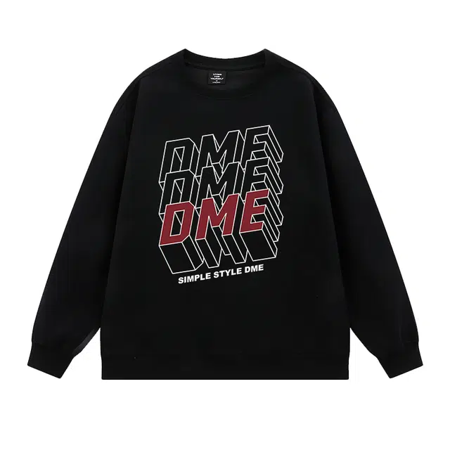 【dme】 美式潮牌痞帅长袖慵懒宽松百搭打底圆领卫衣 男女同款