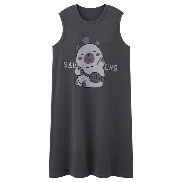 向薇 卡通无袖带胸垫甜美家居服可外穿睡裙 女款 图片色