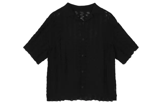 速写 翻领偏宽松纯色短袖针织衫 男款