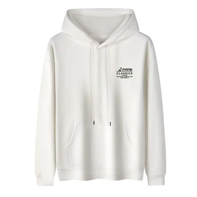 富铤 百搭休闲宽松运动净色加绒连帽卫衣 男款