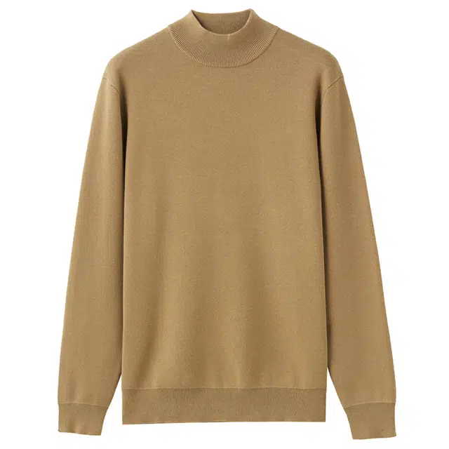 佐丹奴 纯色半高领毛织套头长袖针织衫 男