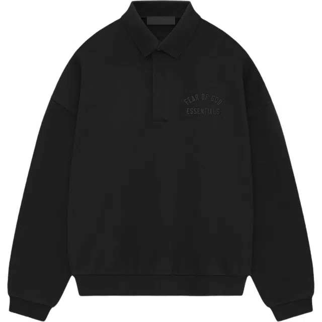 Fear of God Essentials Fleece Polo Obsidian Black