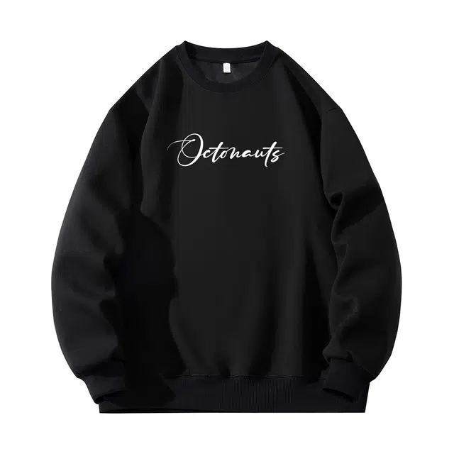 海底小纵队 美式复古抽象字母印花无性别主义多巴胺色宽松休闲落肩圆领套头卫衣 男女同款