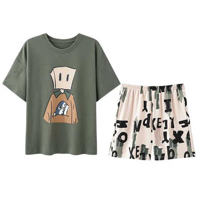 向薇 短袖可爱卡通高级感外穿居家服睡衣套装 女款 图片色