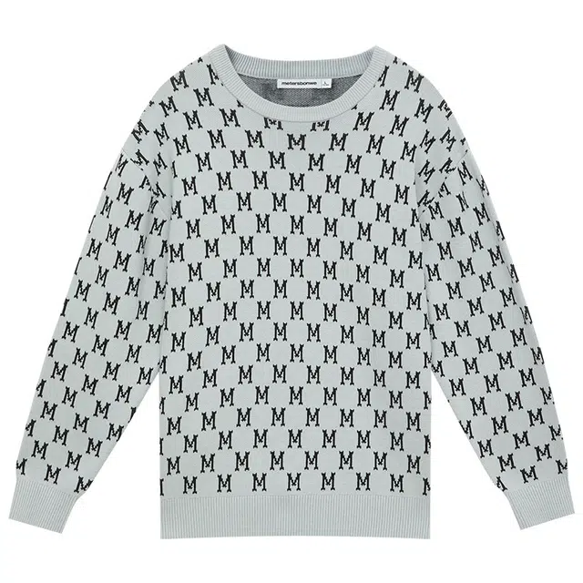 美特斯邦威 老花提花圆领套头长袖针织衫 男款