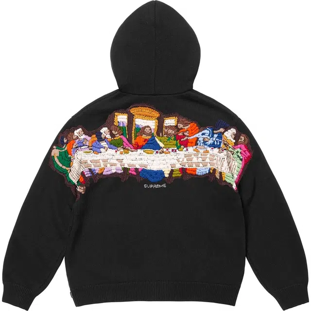 Supreme SS25 Last Supper Embroidered Zip Up Hooded Sweater
