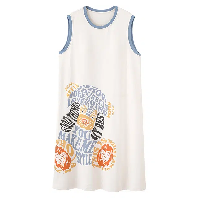 向薇 卡通休闲带胸垫无袖可外穿家居服睡裙 女款 图片色