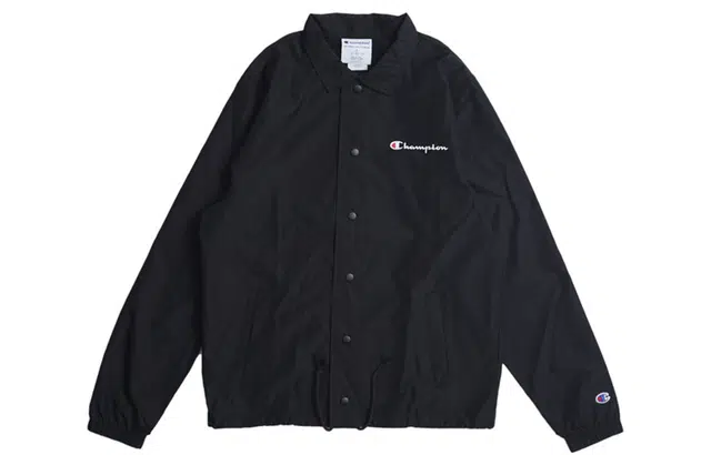 Champion Logo Print Coach Jacket Black