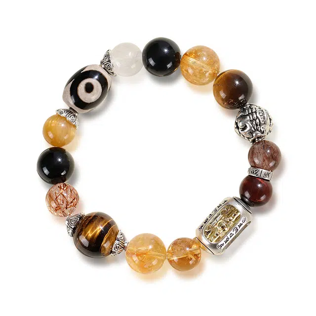 【八方来财】 喜宝春花 运转 天眼黄水招财进宝时来晶 小众国潮古风多色黄发晶金发晶#好运天然 黄水晶 手串 男女同款情侣款