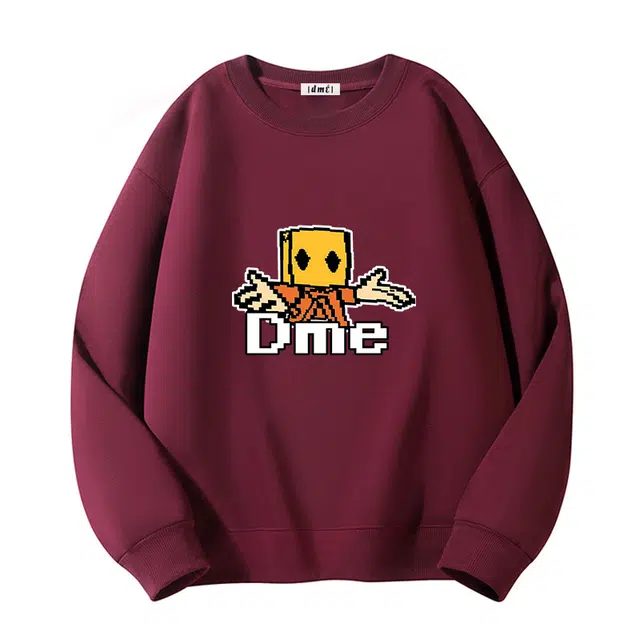 【dme】 宽松字母圆领纯色长袖卫衣 男女同款