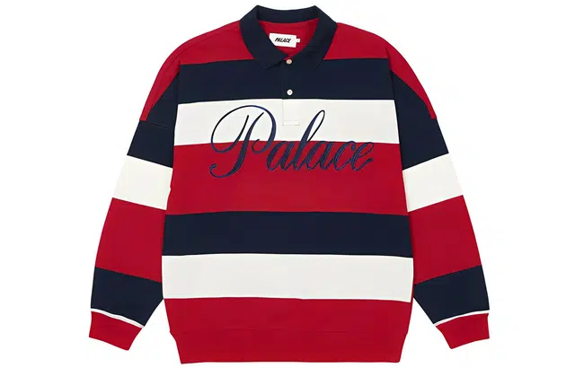 PALACE FW21 Classic Stripe Drop Shoulder Polo RedNavyWhite LogoPolo