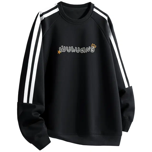 吾皇猫 学院风美式复古基础款简约百搭英文字母印花宽松插肩袖圆领套头舒适透气休闲长袖针织衫 男女同款