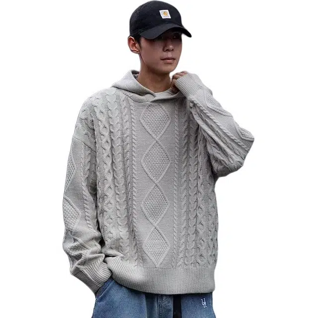 极限涡轮 高街复古连帽休闲宽松针织衫 男女同款