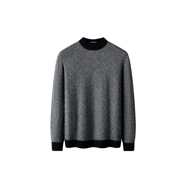 富铤 色织花纱百搭保暖厚实柔软套头圆领长袖针织衫 男款