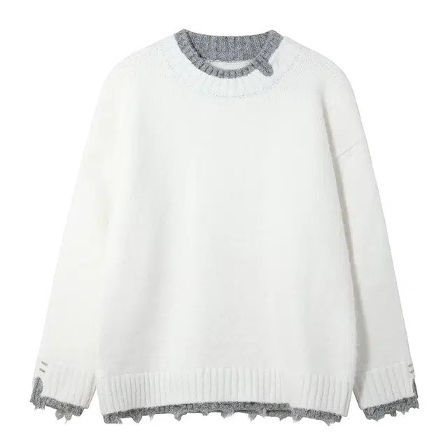 极限涡轮 韩系假两件休闲百搭针织衫 男女同款 白色