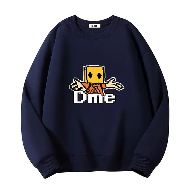【dme】 宽松字母圆领纯色长袖卫衣 男女同款