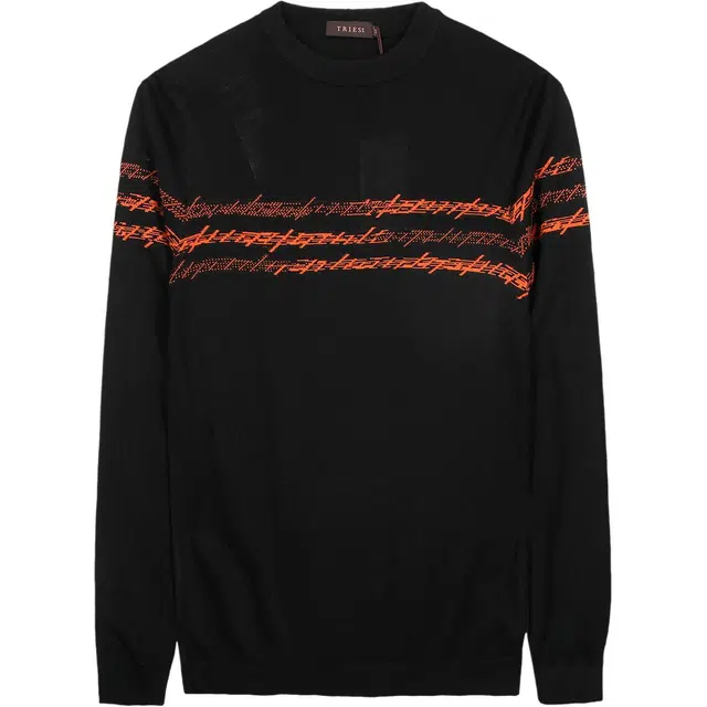 才子 舒适保暖休闲套头圆领长袖针织衫 男款 黑色